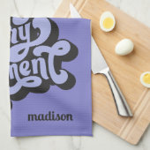 名前をカスタムするレトロ「自由精神」 キッチンタオル (四つ折り)