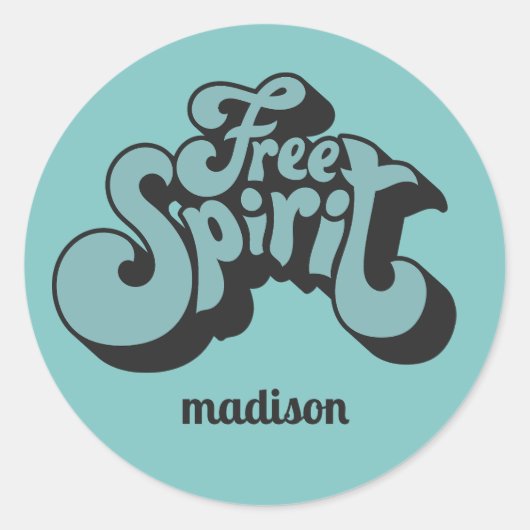 名前をカスタムするレトロ「自由精神」 ラウンドシール (正面)