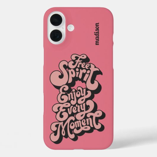 名前をカスタムするレトロ「自由精神」 Case-Mate iPhoneケース (裏面)