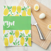 名前をカスタムするレモンパターン キッチンタオル (四つ折り)