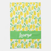 名前をカスタムするレモンパターン キッチンタオル (縦)