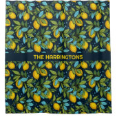 名前をカスタムするレモンパターン シャワーカーテン (正面)