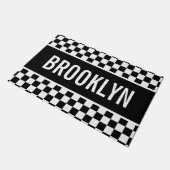 名前をカスタムするレーシングチェッカーボードパターンクラシック ドアマット (アングル)