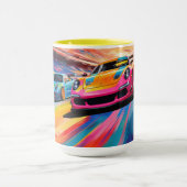 名前をカスタムするレースカー マグカップ (中央)