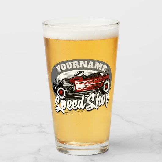 名前をカスタムするロカビリーロードスタースピードショップガレージ タンブラーグラス (ドリンク正面)