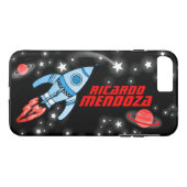 名前をカスタムするロケット宇宙ブラックレッドブルーケース Case-Mate iPhoneケース (裏面(横))