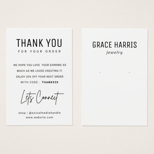 名前をカスタムするロゴイヤリング表示サンキューカード (正面&裏面)