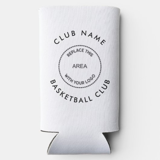 名前をカスタムするロゴバスケットボールクラブAny Colors スリム缶クーラー (裏面)