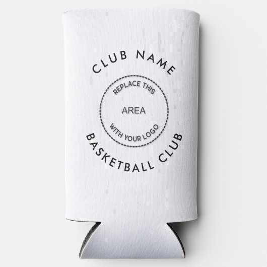 名前をカスタムするロゴバスケットボールクラブAny Colors スリム缶クーラー (正面)