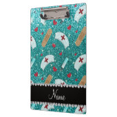 名前をカスタムするロビンブルーグリッターナースハットハート クリップボード (左)