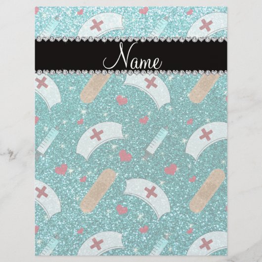 名前をカスタムするロビンブルーグリッターナースハットハート チラシ (正面)