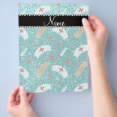 名前をカスタムするロビンブルーグリッターナースハットハート チラシ (手)