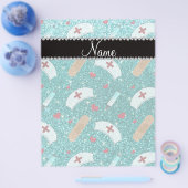 名前をカスタムするロビンブルーグリッターナースハットハート チラシ (シングル)