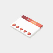 名前をカスタムするロマンチックな赤の低ポリハート ポストイット (アングル)