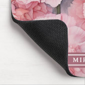 名前をカスタムするロマンチックピンクカーネーション水彩画 マウスパッド (コーナー)