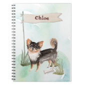 名前をカスタムするロングヘアチワホアペットドッグ ノートブック (正面)