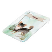 名前をカスタムするロングヘアチワホアペットドッグ マグネット (左側)