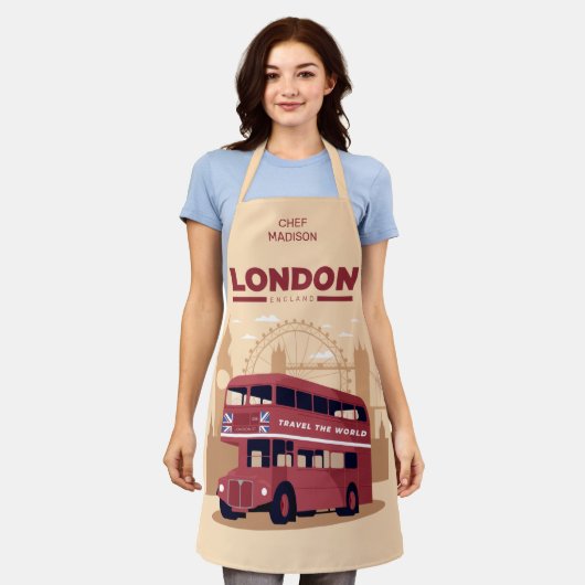 名前をカスタムするロンドン エプロン (着用した状態)
