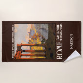 名前をカスタムするローマイタリアヴィンテージトラベル ビーチタオル (正面)