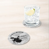 名前をカスタムするロ転がックロ結婚マーのドラムキット ラウンドペーパーコースター (インサイチュ)