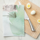 名前をカスタムするワイヤーヘアジャックラッセルペットドッグ キッチンタオル (四つ折り)