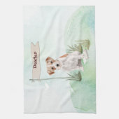 名前をカスタムするワイヤーヘアジャックラッセルペットドッグ キッチンタオル (縦)