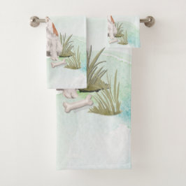 名前をカスタムするワイヤーヘアジャックラッセルペットドッグ バスタオルセット