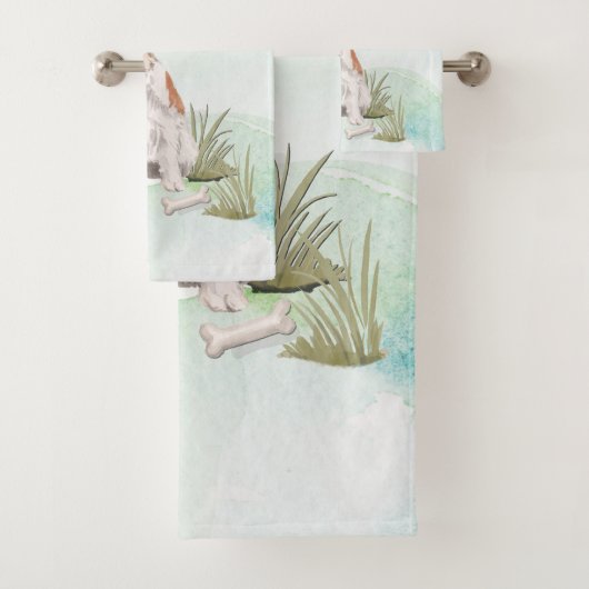 名前をカスタムするワイヤーヘアジャックラッセルペットドッグ バスタオルセット (インサイチュ)