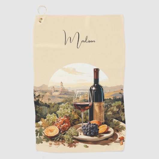 名前をカスタムするワインラバー ゴルフタオル (正面)