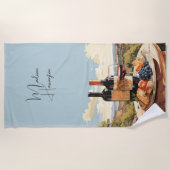 名前をカスタムするワインラバー ビーチタオル (正面)