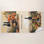 名前をカスタムするワインラバー ビーチタオル (正面)