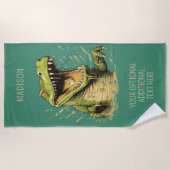 名前をカスタムするワニ ビーチタオル (正面)