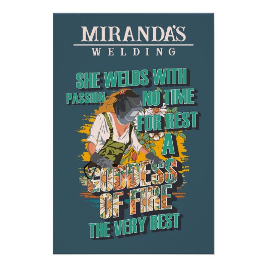 名前をカスタムするワークショップウェルダーガール引用文ギフトレトロ ポスター (正面)