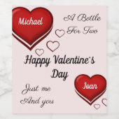名前をカスタムするヴァレンティーンズデイきらめくワインボトル ワインラベル (シングルラベル)