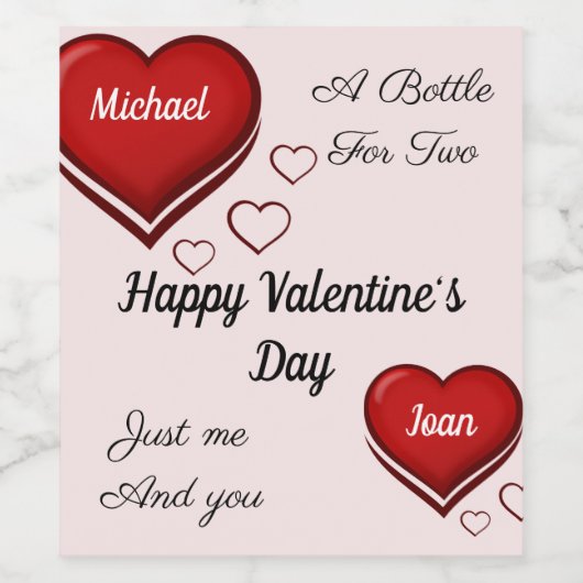 名前をカスタムするヴァレンティーンズデイきらめくワインボトル ワインラベル (シングルラベル)