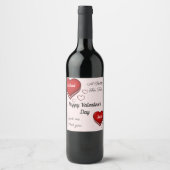 名前をカスタムするヴァレンティーンズデイきらめくワインボトル ワインラベル (正面)