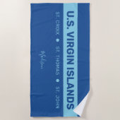 名前をカスタムするヴァージン諸島 ビーチタオル (正面)