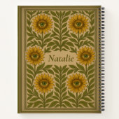 名前をカスタムするヴィンテージアイヒマワリフローラ手帳 ノートブック (裏面)