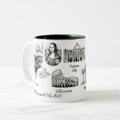 名前をカスタムするヴィンテージイタリアツアーギフト ツートーンマグカップ (正面左)