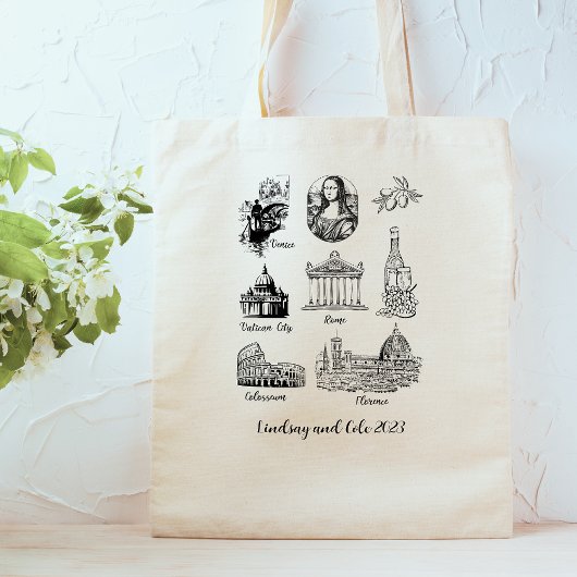 名前をカスタムするヴィンテージイタリアツアーギフト トートバッグ
