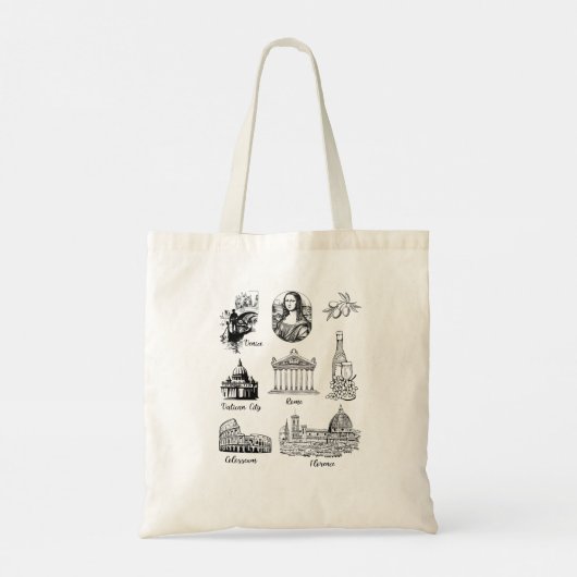 名前をカスタムするヴィンテージイタリアツアーギフト トートバッグ (裏面)