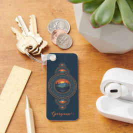 名前をカスタムするヴィンテージウィルダネス装飾曼荼羅 キーホルダー