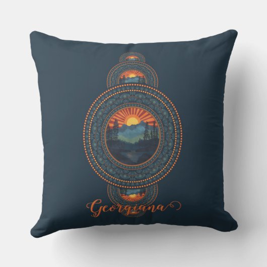 名前をカスタムするヴィンテージウィルダネス装飾曼荼羅 クッション (裏面)