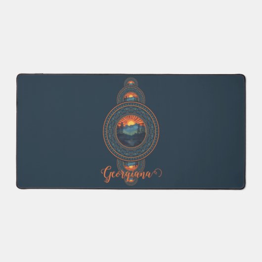 名前をカスタムするヴィンテージウィルダネス装飾曼荼羅 デスクマット (正面)