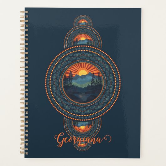 名前をカスタムするヴィンテージウィルダネス装飾曼荼羅 プランナー手帳 (正面)