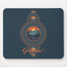 名前をカスタムするヴィンテージウィルダネス装飾曼荼羅 マウスパッド