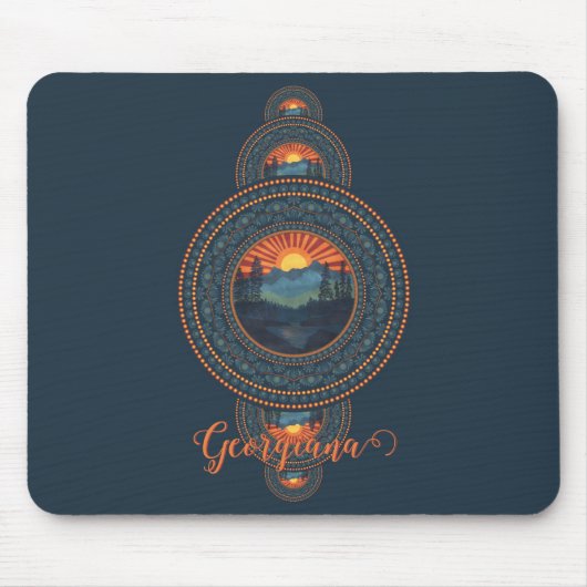 名前をカスタムするヴィンテージウィルダネス装飾曼荼羅 マウスパッド (正面)