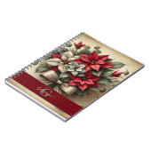 名前をカスタムするヴィンテージウォーターカラーポインセツィアブーケ ノートブック (左側)