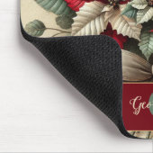 名前をカスタムするヴィンテージウォーターカラーポインセツィアブーケ マウスパッド (コーナー)