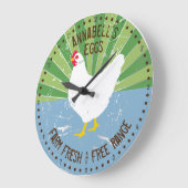 名前をカスタムするヴィンテージサインルック新鮮な卵ラージクロ ラージ壁時計 (傾斜)